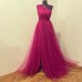 Rochie cu decolteu pe un umar din tulle fin Radiant Orchid